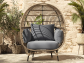 Кресло плетеное с подушками SNOC Molly алюминий, искусственный ротанг, ткань темно-серый Фото 1