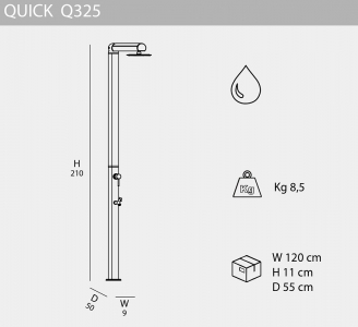 Душ уличный Arkema Quick Q325 алюминий Фото 2