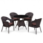 Комплект плетеной мебели Afina T190B-1/Y97B Brown 4Pcs сталь, искусственный ротанг коричневый, черный Фото 1