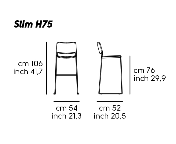 Стул с обивкой барный Slim H75 M TS