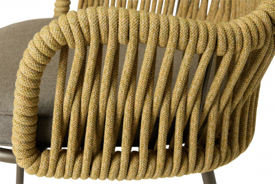 Кресло плетеное с подушкой Scab Design Malvasia Riviera сталь, роуп, акрил мокко, горчичный, мокко Фото 13