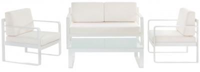 Комплект мягкой мебели Grattoni Capri алюминий, стекло, олефин белый, светло-серый Фото 1