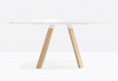Стол ламинированный PEDRALI Arki-Table Wood дуб, алюминий, компакт-ламинат HPL беленый дуб, белый Фото 4