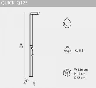 Душ уличный Arkema Quick Q125 алюминий матовый шифер Фото 2