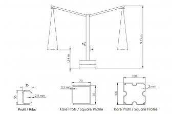 Зонт профессиональный четырехкупольный 6.53х6.53 м-thumbs-Фото4