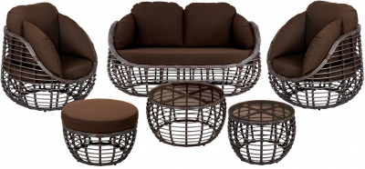 Комплект плетеной мебели ReeHouse Lotus алюминий, искусственный ротанг, олефин, стекло шоколад металлик, коричневый, бронза Фото 1