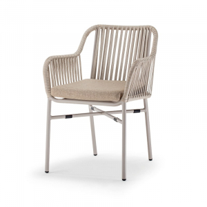 Кресло плетеное с подушкой Grattoni Beverly алюминий, роуп, олефин песочный, конопляный, песочный Фото 4