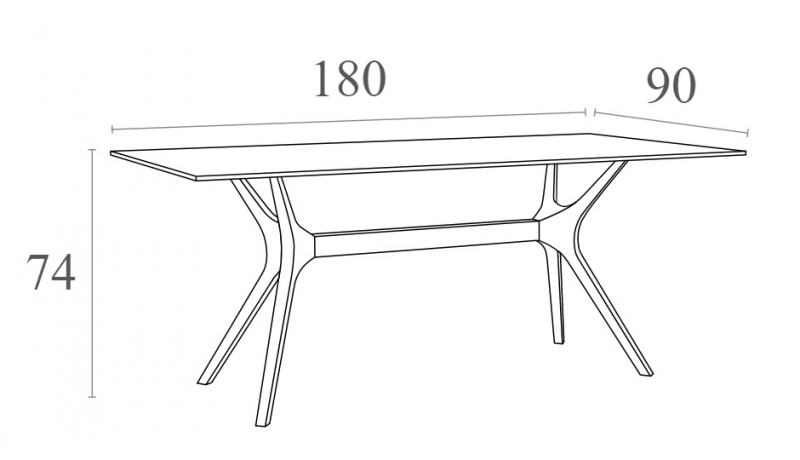 Стол пластиковый Ibiza Table 180, белый, 1800х900х740 мм
