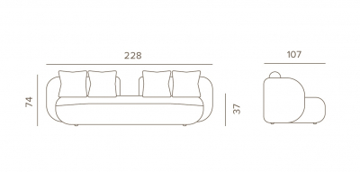 Диван трехместный с подушками Grattoni Cosy алюминий, олефин конопляный Фото 2