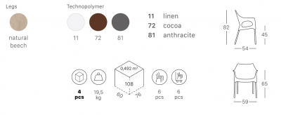 Кресло пластиковое Scab Design Natural Ola бук, технополимер натуральный бук, какао Фото 2