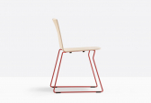 Стул деревянный на полозьях PEDRALI Osaka сталь, фанера красный, беленный ясень Фото 6