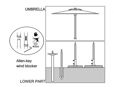 Зонт пляжный профессиональный 2х2 м Magnani Picasso алюминий, Tempotest Para под дерево Фото 5