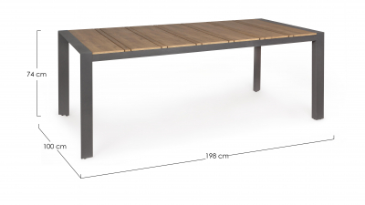 Стол деревянный обеденный Garden Relax Elias алюминий, ДПК антрацит, тик Фото 2