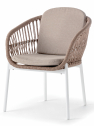Кресло плетеное с подушками Grattoni Elba алюминий, роуп, олефин белый, натуральный, шампанское Фото 1
