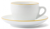 Кофейная пара для капучино Ancap Verona Hand Painted Rims фарфор желтый, ободок на чашке/блюдце Фото 1