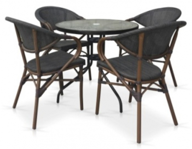 Комплект плетеной мебели Afina TLH-087-D80/D2003S 4Pcs текстилен, алюминий коричневый Фото 1