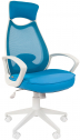Кресло компьютерное Chairman 840 White металл, пластик, ткань, сетка, пенополиуретан белый/голубой Фото 1