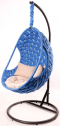 Кресло подвесное плетеное Pride Design Валио Гламур сталь, микровелюр голубой Фото 1