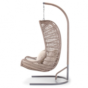 Кресло подвесное плетеное Grattoni Leaf алюминий, роуп, олефин антрацит, коричневый, песочный Фото 5