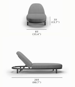 Шезлонг-лежак металлический с матрасом SNOC Lorvain Nightfall алюминий, олефин черный, серый Фото 2