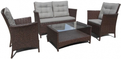 Комплект плетеной мебели Afina AFM-804 Brown/Grey искусственный ротанг, сталь коричневый, серый Фото 1