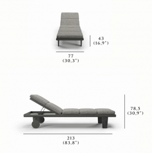 Шезлонг-лежак с матрасом SNOC Sestri Terra алюминий, тик, олефин коричневый Фото 2