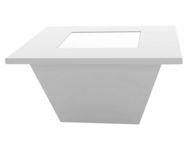 Стол-пуф пластиковый журнальный светящийся SLIDE Bench Table полиэтилен, закаленное стекло белый Фото 1