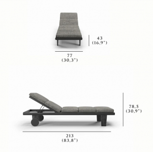 Шезлонг-лежак с матрасом SNOC Sestri Nightfall алюминий, тик, олефин черный Фото 2