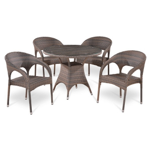 Комплект плетеной мебели Afina T220CG/Y90CG-W1289 Pale 4Pcs искусственный ротанг, сталь палевый Фото 1