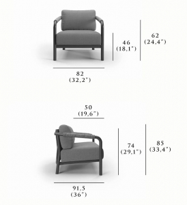Кресло плетеное мягкое SNOC Lorvain Nightfall алюминий, роуп, олефин черный, серый Фото 2