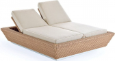 Лаунж-лежак плетеный ReeHouse Zoe оцинкованная сталь, искусственный ротанг, оксфорд бежевый люкс Фото 1