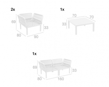 Комплект пластиковой мебели Siesta Contract Portofino Lounge стеклопластик, полипропилен, полиэстер белый, светло-коричневый Фото 2