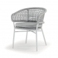 Кресло плетеное с подушкой Grattoni Atol алюминий, роуп, олефин белый, светло-серый Фото 5