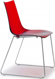Стул прозрачный Scab Design Zebra Antishock сталь, поликарбонат, ткань хром, красный Фото 1