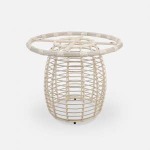 Стол плетеный обеденный ReeHouse Lotus алюминий, искусственный ротанг, стекло доминикана, белый сатин Фото 6