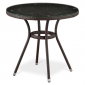 Стол плетеный со стеклом Afina T283ANT-W51-D80 Brown стекло, искусственный ротанг, сталь коричневый, бронзовый Фото 1