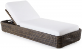 Шезлонг-лежак плетеный с матрасом Unopiu Agorà алюминий, искусственный ротанг, акрил тропический коричневый, белый Фото 1