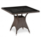 Стол плетеный со стеклом Afina T220BBT-W52-90x90 Brown искусственный ротанг, сталь коричневый Фото 1