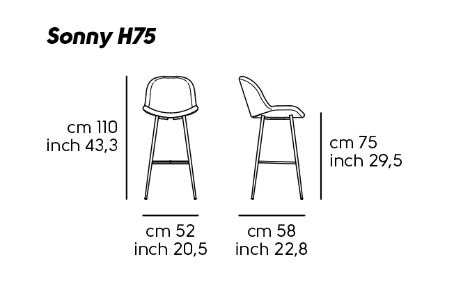 Стул с обивкой барный Sonny H75 M TS