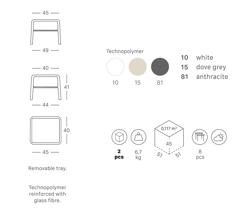 Столик пластиковый для шезлонга Vela Side Table
