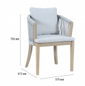 Кресло деревянное с подушками Tagliamento Veneto акация, роуп, олефин светлый тик, серый Фото 2