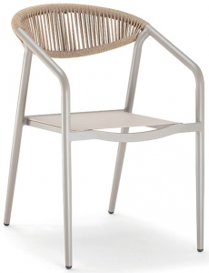 Кресло плетеное текстиленовое Grattoni Maui алюминий, роуп, текстилен тортора, шампанское Фото 1