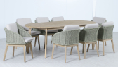 Комплект обеденной деревянной мебели на 8 персон Tagliamento Madrague акация, роуп, олефин светлый тик, бежевый Фото 3