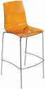 Стул прозрачный барный PAPATYA X-Treme BSL сталь, поликарбонат хромированный, оранжевый Фото 1