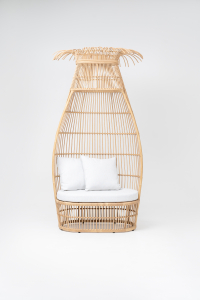 Лаунж-кресло плетеное RosaDesign Cabana Loveseat алюминий, искусственный ротанг, ткань натуральный, белый Фото 2