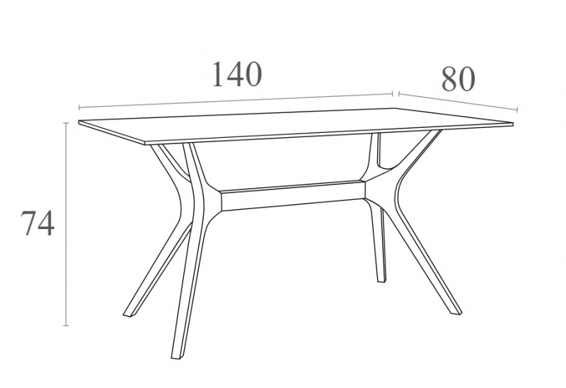 Стол пластиковый Ibiza Table 140, белый, 1400х800х740 мм