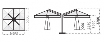 Зонт профессиональный четырехкупольный 6х6 м-thumbs-Фото3