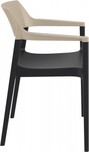 Кресло пластиковое Siesta Contract Tulum стеклопластик, полипропилен черный, бежевый Фото 5