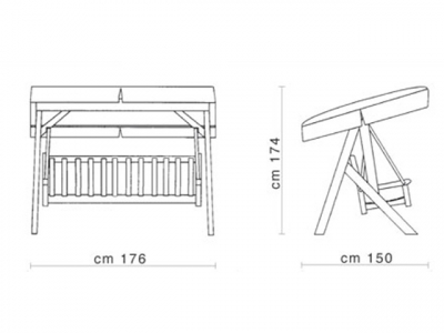 Качели садовые трехместные Amici Atos Rocking Bench ироко Фото 2