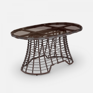 Стол плетеный обеденный ReeHouse Lotus алюминий, искусственный ротанг, стекло шоколад металлик, бронза Фото 6